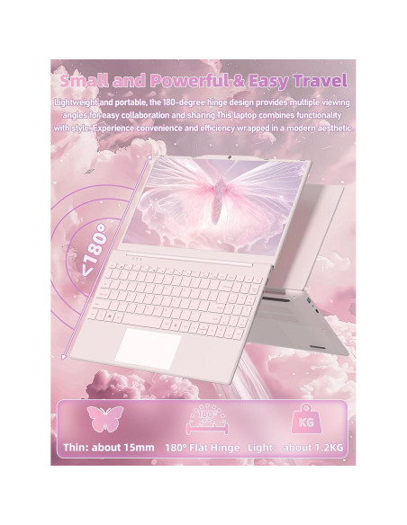 Laptop 14" Nmybwo Rosa, Celeron N5095, 8GB RAM, 256GB SSD