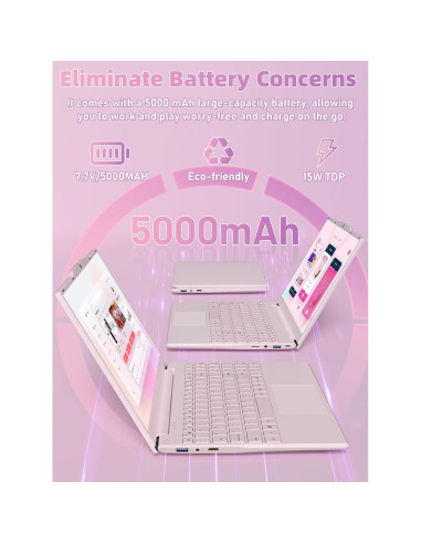 Laptop 14" Nmybwo Rosa, Celeron N5095, 8GB RAM, 256GB SSD