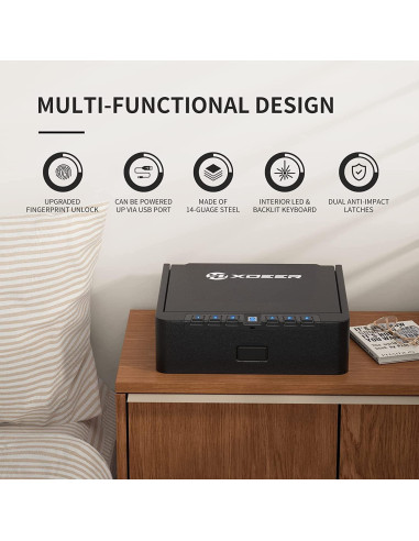 Caja Fuerte Biométrica XDeer S005 para 2 Pistolas - Acceso Rápido