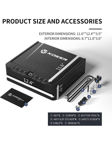 Caja Fuerte Biométrica XDeer S005 para 2 Pistolas - Acceso Rápido