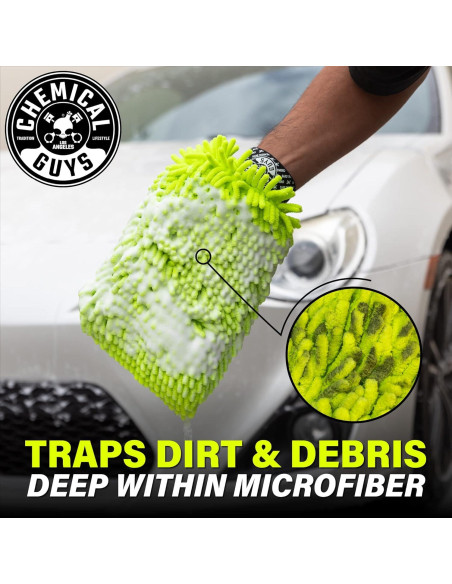 Guante de Lavado Microfibra Chenille Chemical Guys MIC493 Verde