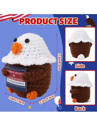 Águila Calva de Ganchillo JULEASEL Decoración Patriótica 4 de Julio