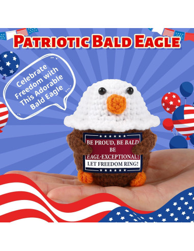 Águila Calva de Ganchillo JULEASEL Decoración Patriótica 4 de Julio