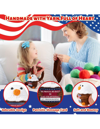 Águila Calva de Ganchillo JULEASEL Decoración Patriótica 4 de Julio