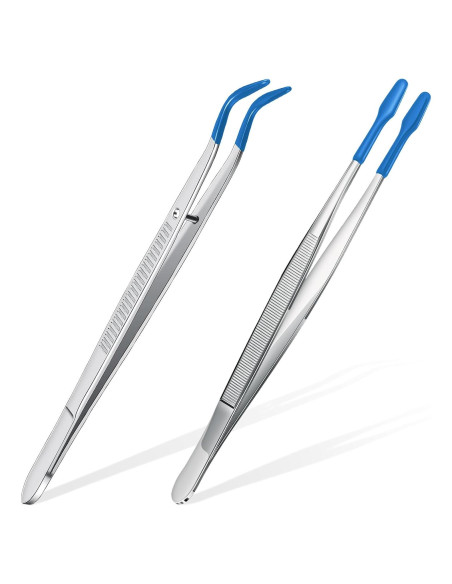 Juego de 2 Pinzas de Acero Inoxidable con Puntas de Goma - Honoson