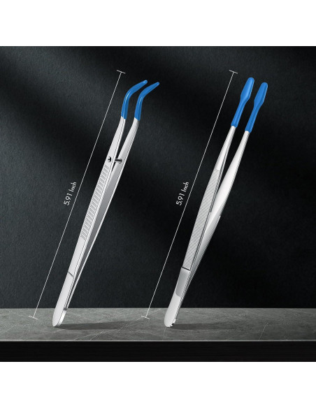 Juego de 2 Pinzas de Acero Inoxidable con Puntas de Goma - Honoson