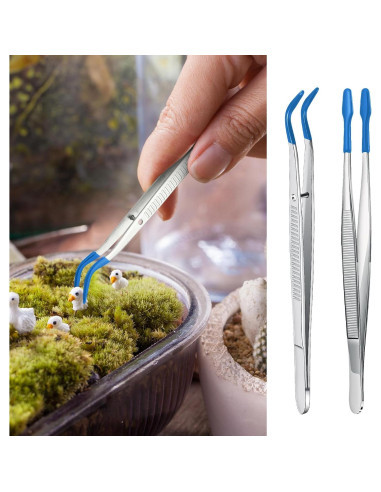 Juego de 2 Pinzas de Acero Inoxidable con Puntas de Goma - Honoson