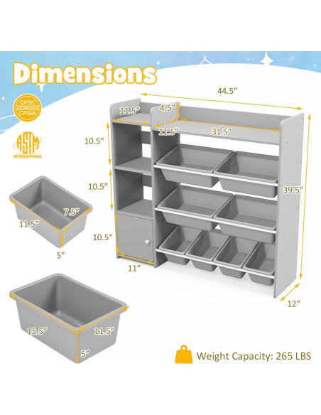 Organizador de Almacenamiento de Juguetes Costzon 4 Niveles 8 Contenedores