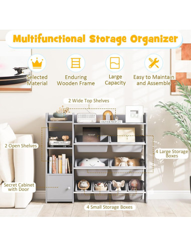 Organizador de Almacenamiento de Juguetes Costzon 4 Niveles 8 Contenedores