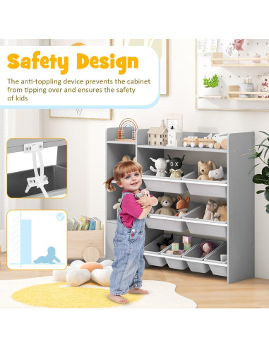 Organizador de Almacenamiento de Juguetes Costzon 4 Niveles 8 Contenedores