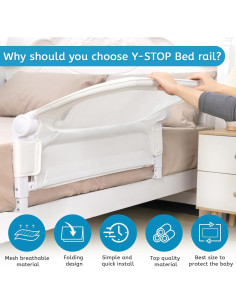 Barandilla de Cama Y-STOP Ajustable 83.82x63.5cm Blanca 2