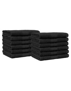 Toallas de Mano de Algodón Amazon Basics, Paquete de 12, 30.48 cm, Negro