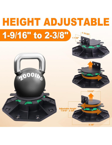 12 Soportes de Deck Ajustables MCCKLE 40-60 mm con Anillo de Bloqueo