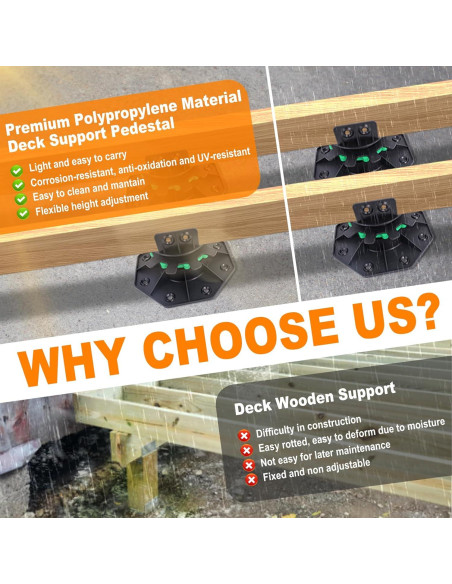 12 Soportes de Deck Ajustables MCCKLE 40-60 mm con Anillo de Bloqueo