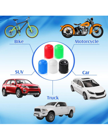 Outus 20 Tapas de Válvula de Neumático Multicolor para Vehículos