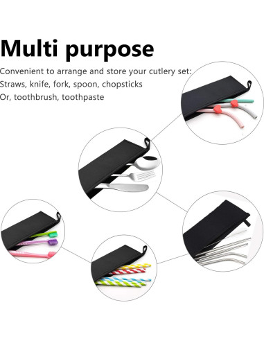 Bolsa Reutilizable Aosbos para Utensilios de Viaje - Negro