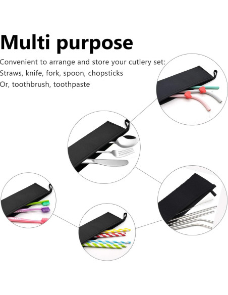 Bolsa Reutilizable Aosbos para Utensilios de Viaje - Negro