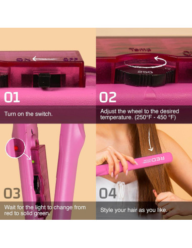 Plancha de Cerámica 1" Red by Kiss Rosa - Calor 232C