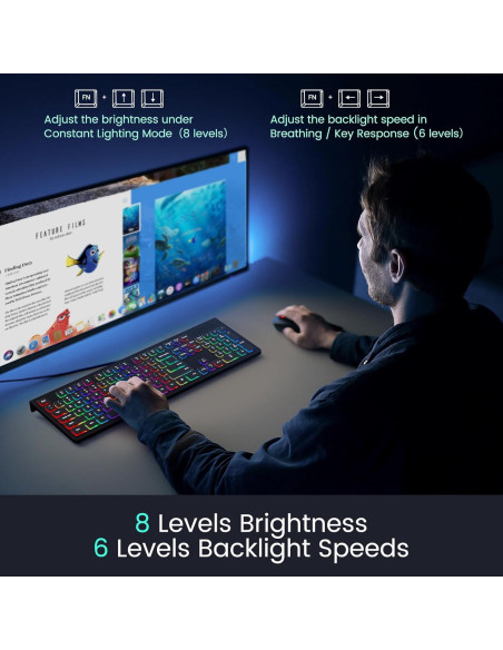 Teclado Retroiluminado con Cable COLIKES Ergonómico 44.1x15.3cm