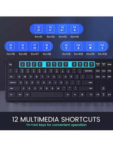 Teclado Retroiluminado con Cable COLIKES Ergonómico 44.1x15.3cm