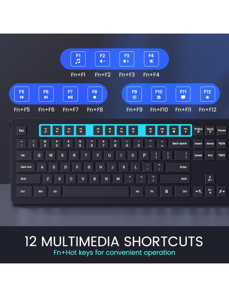 Teclado Retroiluminado con Cable COLIKES Ergonómico 44.1x15.3cm