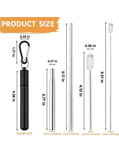 Popote Plegable Reutilizable Sisadodo con Estuche y Cepillo 2