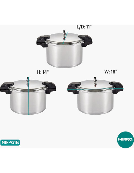 Olla a Presión Mirro de Aluminio Pulido 16 Litros Plata