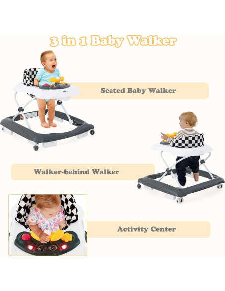 Andador Plegable INFANS 3 en 1 con Música y Altura Ajustable