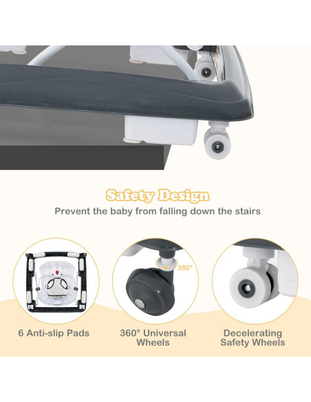 Andador Plegable INFANS 3 en 1 con Música y Altura Ajustable