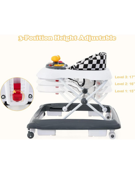 Andador Plegable INFANS 3 en 1 con Música y Altura Ajustable