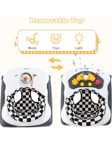 Andador Plegable INFANS 3 en 1 con Música y Altura Ajustable