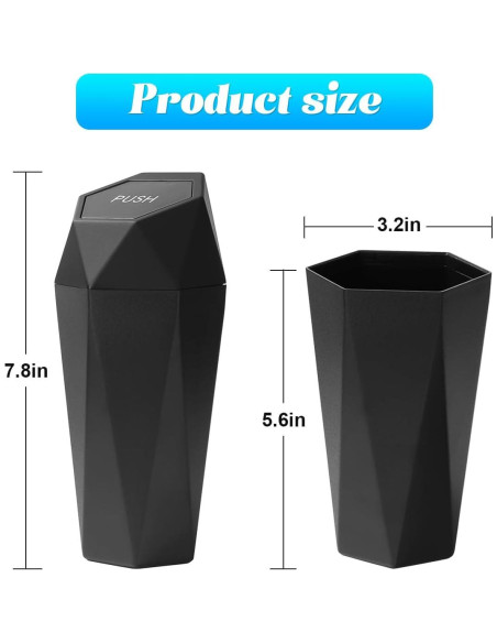 Basurero de coche Osilly compacto negro 1200ml hexagonal