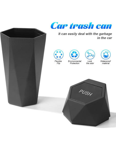 Basurero de coche Osilly compacto negro 1200ml hexagonal