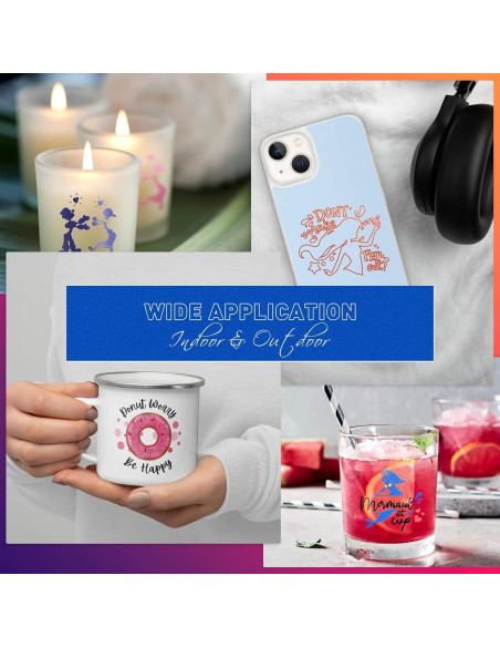 Rollos de Vinilo Adhesivo Permanente Azul HTVRONT 30.48 cm x 3.35 m