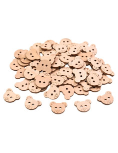 50 Botones de Madera en Forma de Oso Ynxee 25mm para Manualidades