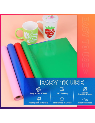 Rollos de Vinilo Adhesivo Permanente Azul HTVRONT 30.48 cm x 3.35 m