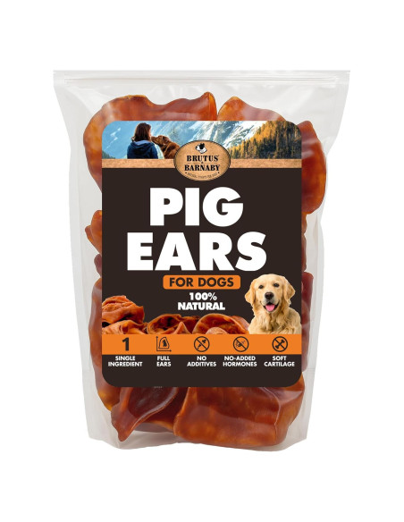 Orejas de Cerdo Enteras Brutus & Barnaby 12 Ct - Masticables Naturales