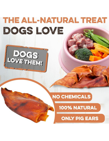 Orejas de Cerdo Enteras Brutus & Barnaby 12 Ct - Masticables Naturales