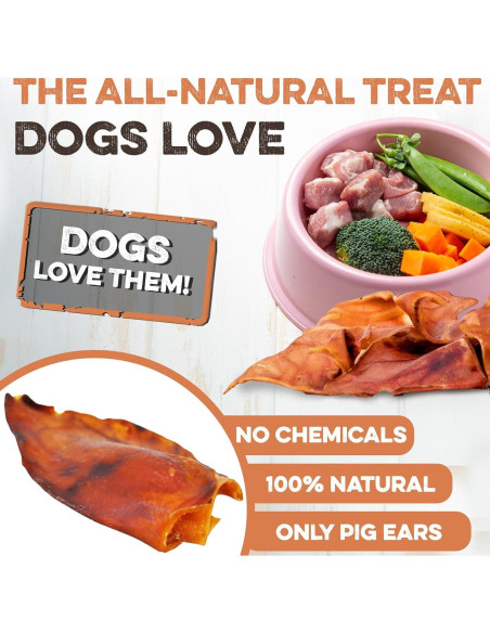 Orejas de Cerdo Enteras Brutus & Barnaby 12 Ct - Masticables Naturales
