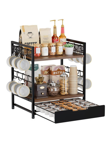 Organizador de Bar de Café BSTSLL 3 Niveles con Cajón para 30 Cápsulas