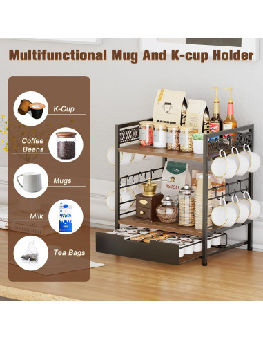 Organizador de Bar de Café BSTSLL 3 Niveles con Cajón para 30 Cápsulas