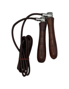 Cuerda para Saltar DealzCT de Cuero Ajustable con Mangos de Madera