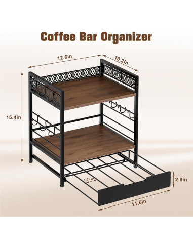 Organizador de Bar de Café BSTSLL 3 Niveles con Cajón para 30 Cápsulas