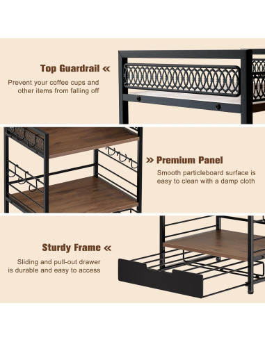 Organizador de Bar de Café BSTSLL 3 Niveles con Cajón para 30 Cápsulas