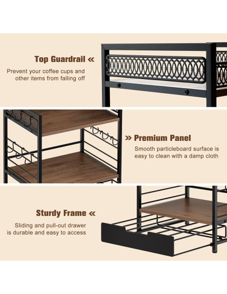 Organizador de Bar de Café BSTSLL 3 Niveles con Cajón para 30 Cápsulas