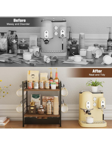 Organizador de Bar de Café BSTSLL 3 Niveles con Cajón para 30 Cápsulas