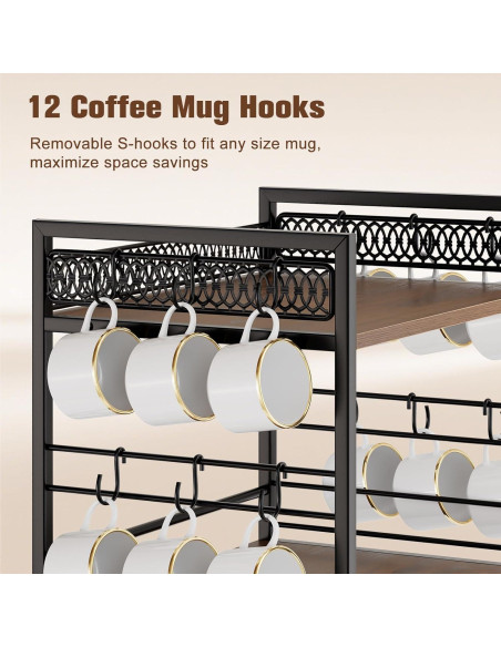 Organizador de Bar de Café BSTSLL 3 Niveles con Cajón para 30 Cápsulas