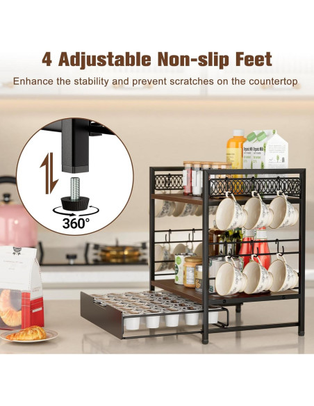 Organizador de Bar de Café BSTSLL 3 Niveles con Cajón para 30 Cápsulas