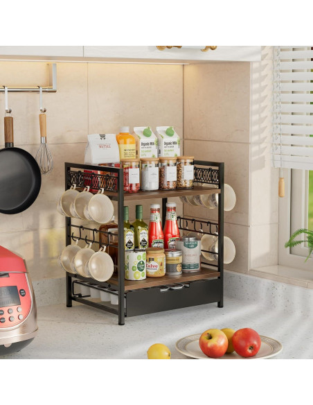 Organizador de Bar de Café BSTSLL 3 Niveles con Cajón para 30 Cápsulas