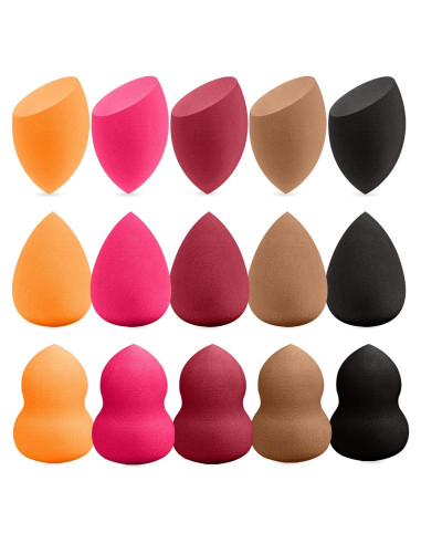 Juego de 15 Esponjas de Maquillaje Multicolor QSdywlyd - Suaves y Reutilizables
